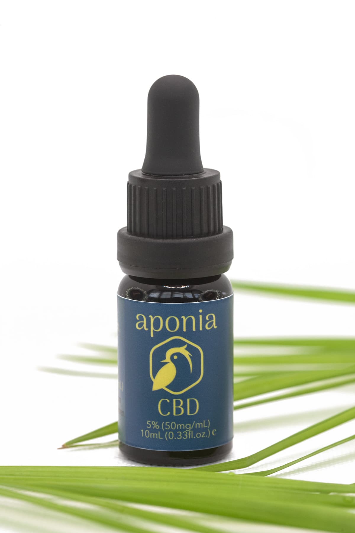 Aponia CBD oil bottle close-up